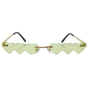 6080 | Green Triple Heart Rimless Novelty Sunglasses